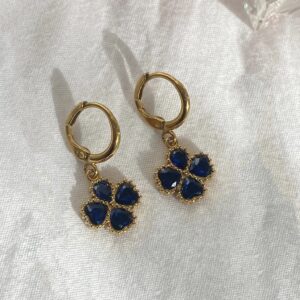 Boucles d’oreilles Fleur de Saphir bleu